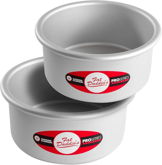 Fat Daddio's Anodized Aluminum Round Cake Pans, 2 Piece Set, 6 x 3 Inch by FatDaddios