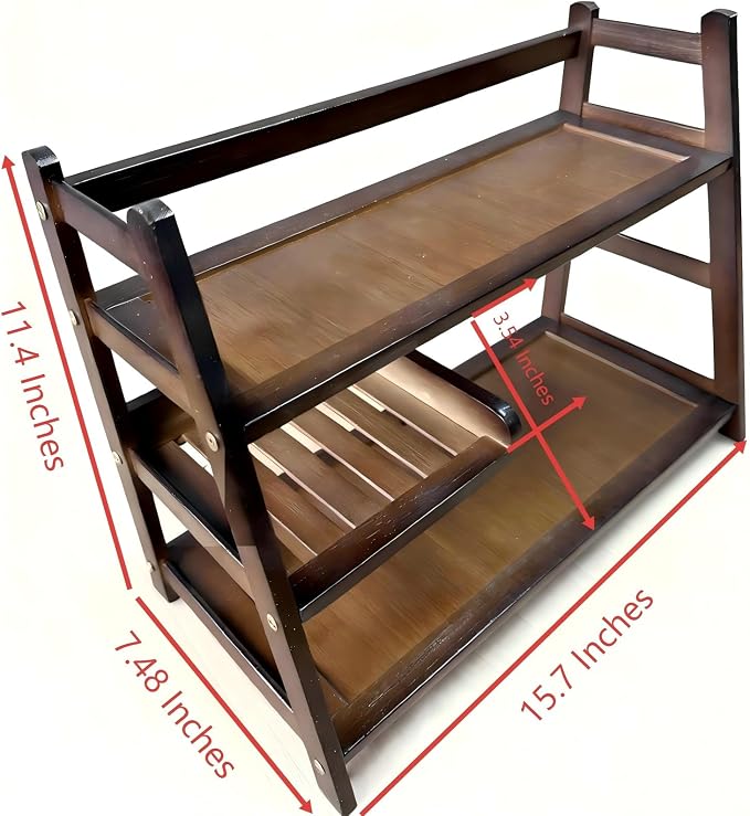 3 Tier Bamboo Matcha Station, coffee station organizer Shelf | for Kitchen Countertop, Tea Bar - Matcha Powder, Tools & Cup Organizer for Matcha Lovers, Home Baristas. - Image 5