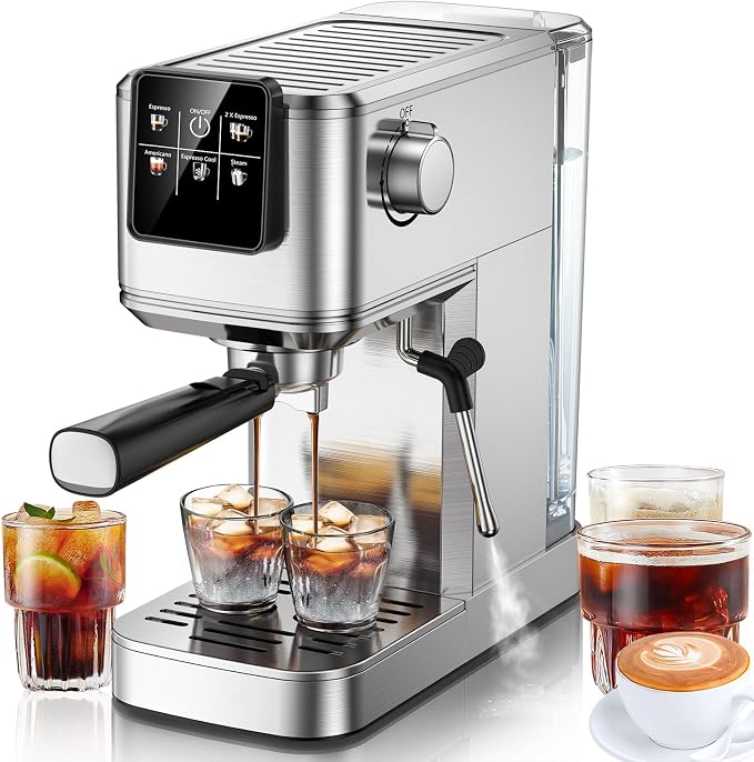 KEENSTAR Espresso Machine 20 Bar Coffe Maker with Rapid Cold Brew, Compact Espresso Maker for Hot and Cold Cappuccino, Latte, Stainless Steel Coffee Machines with 1200ml Removable Water Tank by KEENSTAR