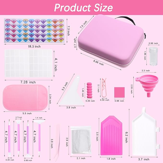 LYMUSUMI 30 Slots Diamond Art Storage Containers Portable Bead Storage Boxes for Diamond Painting Accessories and Tools Pinkfor Adults