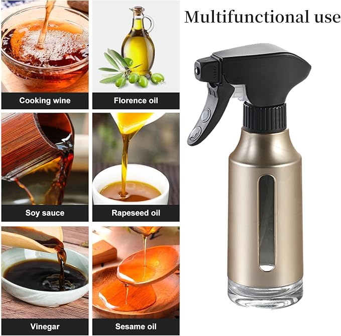 Olive Sprayer for Cooking,ABS Plastic Olive Oil Mister for Air Fryer Black Nozzel Dispenser Bottles Fat Reduction Glass Oil Control Spray Pot 6.35oz 180ml Capacity - Image 4