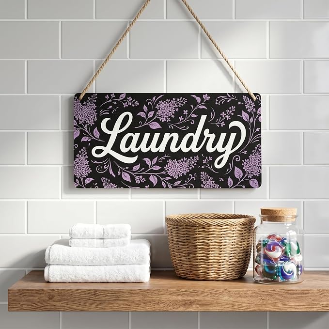 Charming Farmhouse Laundry Room Decor Floral Wood Wall Art Sign for Rustic Washroom Styling Easy to Hang Housewarming Gift 12x6 Inches - Image 2