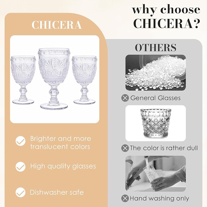 6 Pcs White Wine Glasses,Goblet Glasses,Vintage Glassware, Made of Sturdy and Durable Glass Can be Used for Weddings, Everyday Fun Parties and More! - Image 3