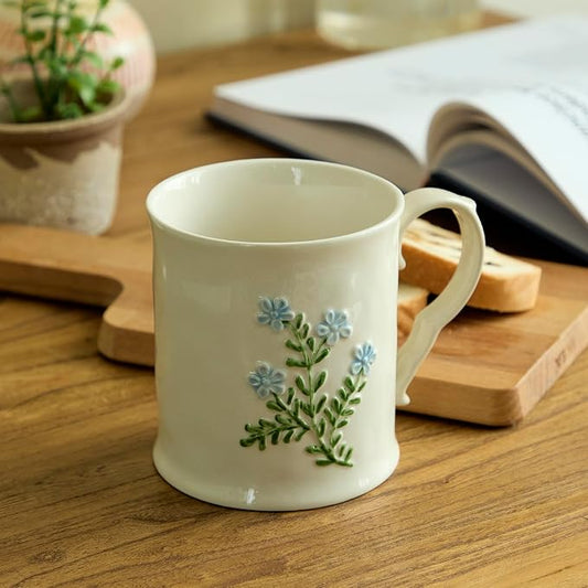 Artistic Lavender pattern Ceramic Coffee Mug - 16oz, Hand-Painted, Microwave heating and dishwasher cleaning available, Ideal for Daily Brews by DelightsGalore