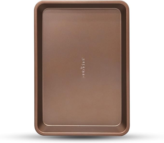 NutriChef 13-inch Golden Cookie Sheet Baking Tray, Non-Stick Coated Layer Surface, Great for Food Preparation, Serving, Pastry Dessert Baking by NutriChef%E2%84%A2Kitchen