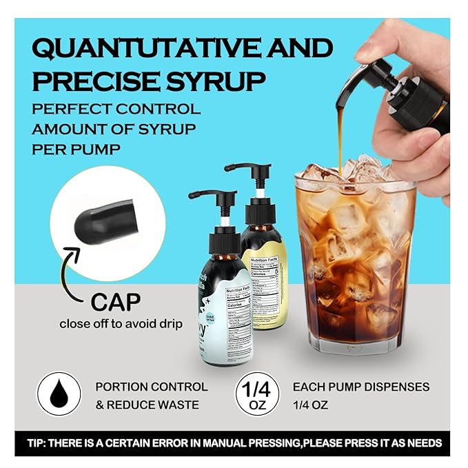Qxyooh | 6 Pack Syrup Pump for Javy Coffee Concentrate (6FL OZ) – Precision Dosing, Fit for Javy Bottles (177ML) Cold Brew Coffee, Barista-Grade Flow Control | Leak-Proof
