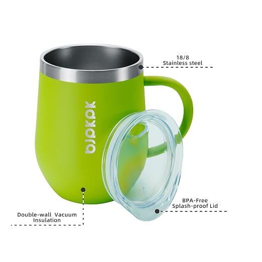 BJPKPK 2PCS Insulated Coffee Mug with Lid, 12oz Stainless Steel Tumbler | Travel Coffee Mug with Handle, Vacuum Insulated Tumbler Cup for Camping, Office, Home, BPA Free Lid, Hot & Cold - Image 2