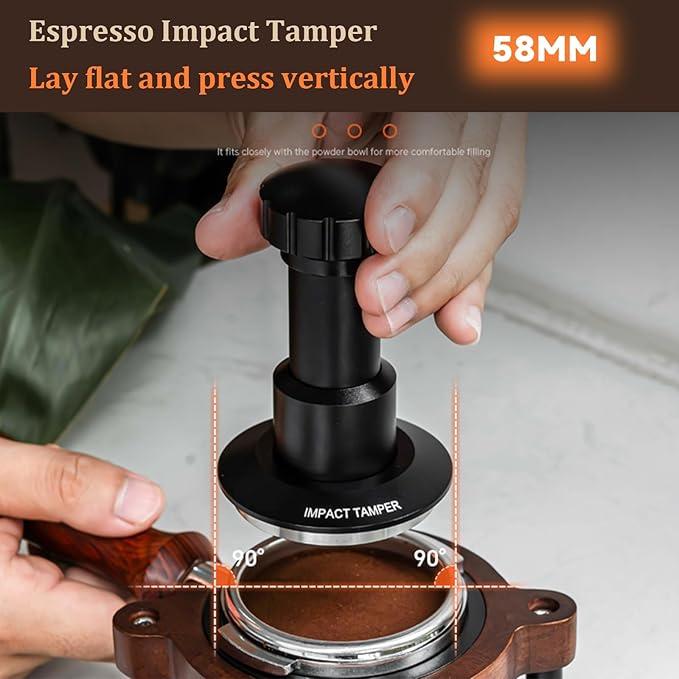 58mm Espresso Tamper,Impac Coffee Tool Espresso,Compatible WithE61, Flair 58, ECM etc.Portafilter 58mm,30lb,316 Stainless Steel. (58MM Black)