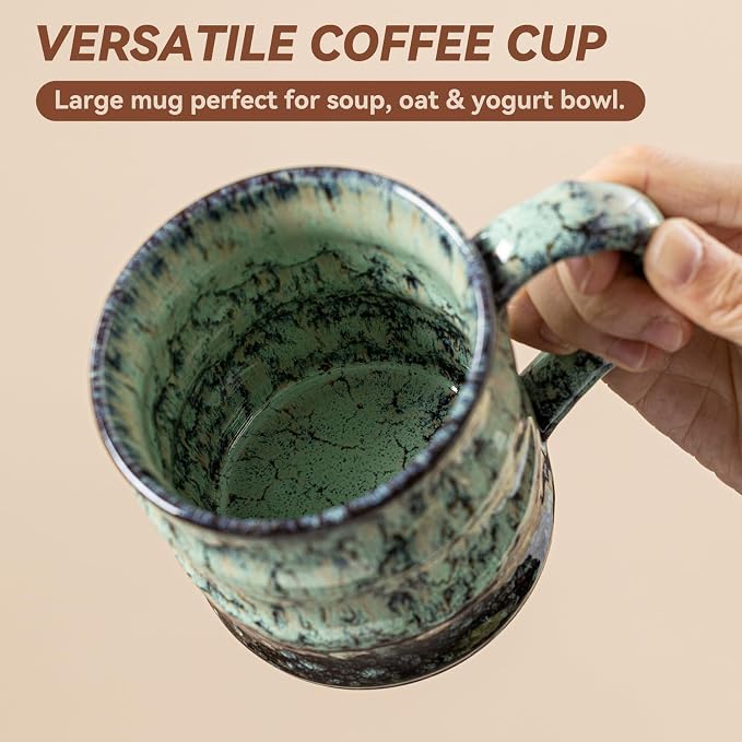 Unique Reactive Glaze Ceramic Coffee Mug - 15 oz Large Coffee Cup M-HY030-43-ZJXLv - Image 8
