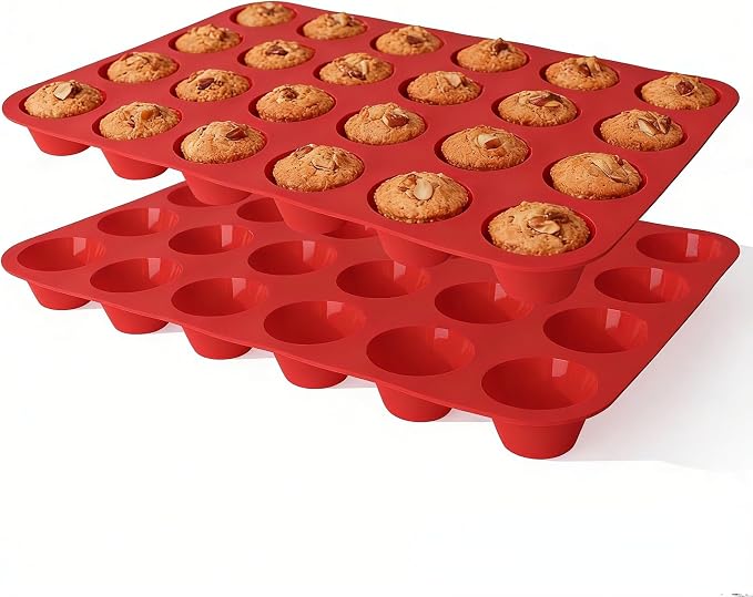 Silicone Mold for Baking, 24 Cup Nonstick Mini Muffin Pans 2Pcs | Food-Grade Silicone Muffin Tin, Oven Dishwasher Freezer Safe Silicone Molds for Home Baking DIY, Mini Cupcakes, Egg Bites by Ruinovate