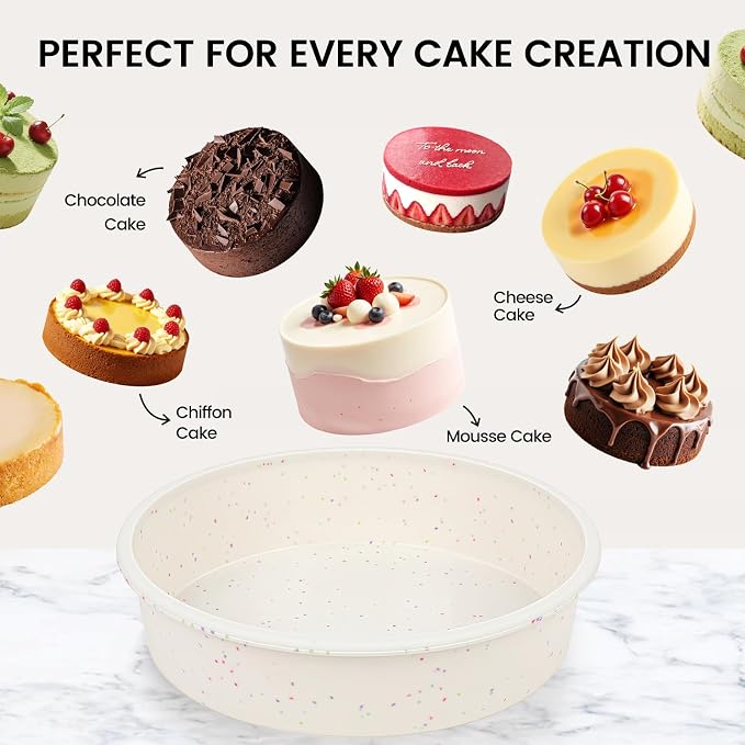 Vinino 6 Inch Round Cake Pans, 2 Pack Silicone Mold with Metal Frame | Ideal for Layer Cakes and Birthday Baking, Flexible Design for Homemade Desserts and Easy Storage - Image 6