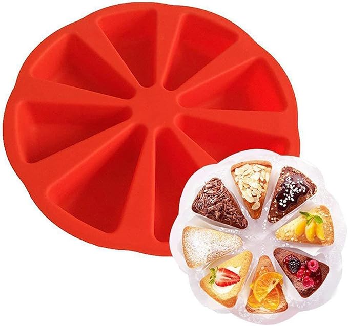 Silicone Dessert Mold Silicone Cake Mold Baking 8 Cavity Non Stick Multipurpose Baking Pan Easy Release Flexible with 8 Connected Cavities for Cakes Bread Chocolate Pizza (Red) - Image 8