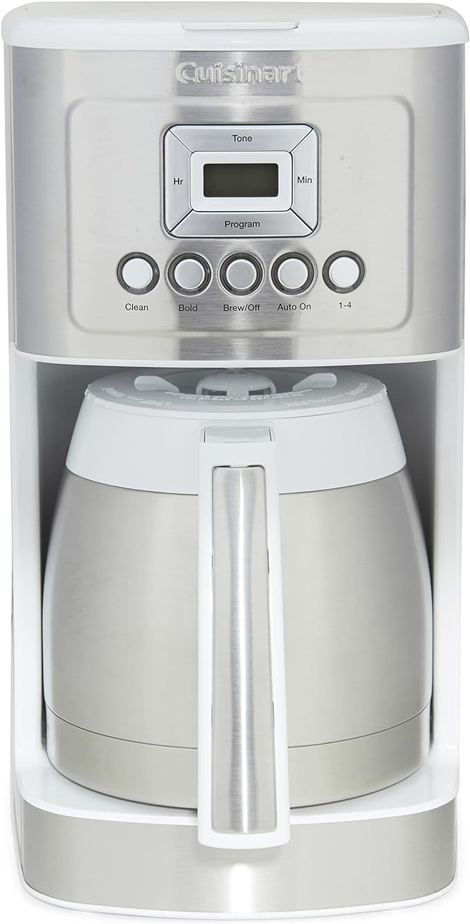 Cuisinart 12-Cup Coffee Maker, Programmable PerfecTemp Thermal Carafe Coffee Machine with 1-4 Cup Setting, Brew Strength Control and Brew Pause, Stainless Steel, White by Cuisinart
