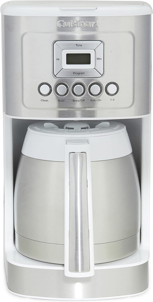 Cuisinart 12-Cup Coffee Maker, Programmable PerfecTemp Thermal Carafe Coffee Machine with 1-4 Cup Setting, Brew Strength Control and Brew Pause, Stainless Steel, White by Cuisinart