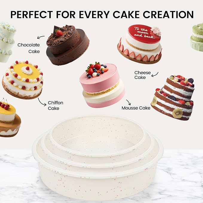 Vinino 6/8/10 Inch Cake Pan Set, 3 Pack Silicone Mold with Steel Frame | 3 Sizes for Versatile Baking, Perfect for Layer Cakes, Cheesecakes & Desserts, Easy Release Design - Image 6