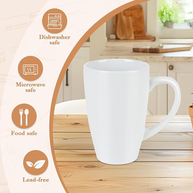 BYCNZB 20oz Extra Large Ceramic Tall Coffee Mugs Set for Coffee Tea Hot Cocoa set of 4 Dishwasher & Microwave Safe (Matte white) - Image 3