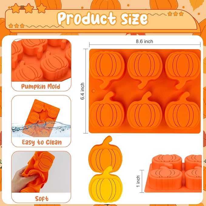 Pumpkin Cake Molds Silicone 2 Pcs Thanksgiving Chocolate Molds 3D Fall Candy Mold Halloween Pumpkin Cake Pan for Baking Autumn Harvest Fall Jello Ice Cube Tray Mold for Halloween Thanksgiving Decor
