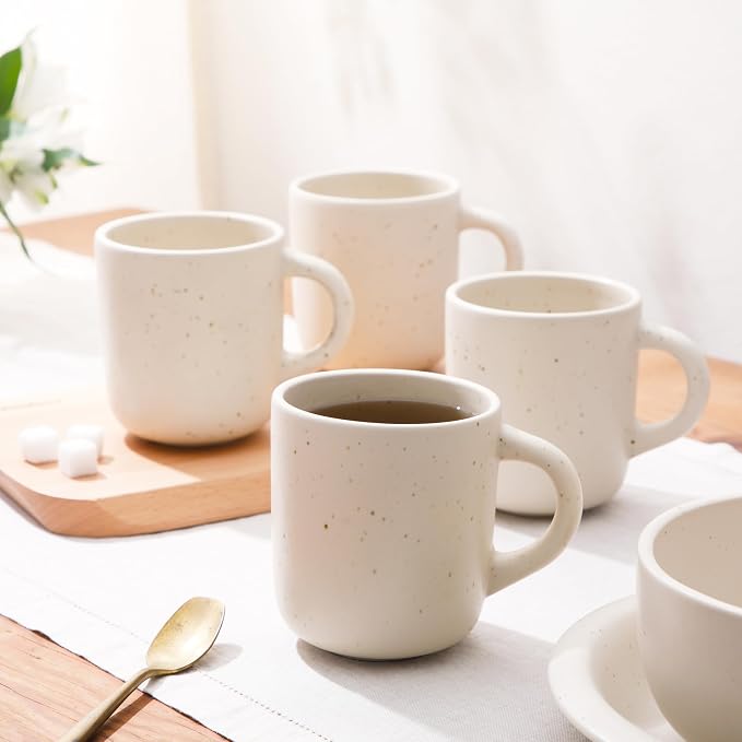 Bloomhouse - Two Time Oprah's Favorite Things Winner - Corsica Clay 4-Piece Mug Set – Sea Salt White Stoneware Coffee & Tea Cups, Durable Ceramic Drinkware - Image 3