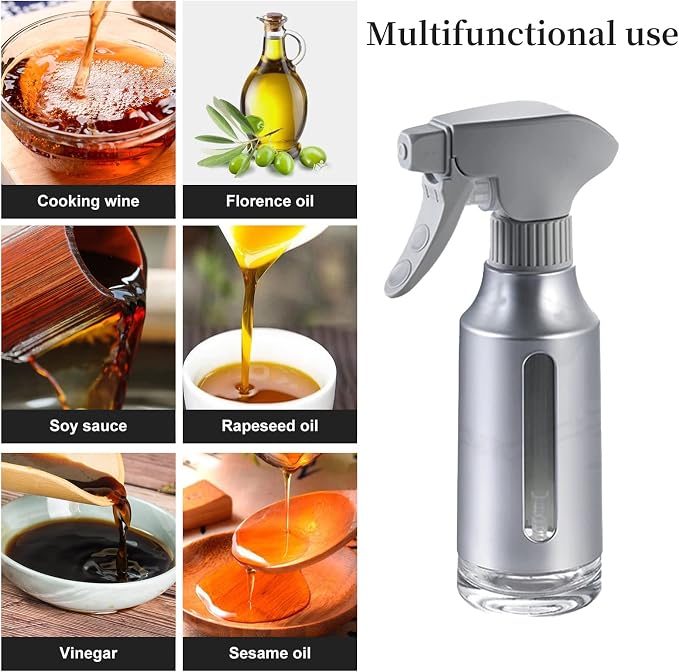 Oil Sprayer for Cooking,ABS Plastic Olive Oil Mister for Air Fryer Frosted Gray Nozzel Oil Dispenser Bottles Fat Reduction Glass Oil Control Spray Pot 6.35oz/180ml Capacity - Image 4