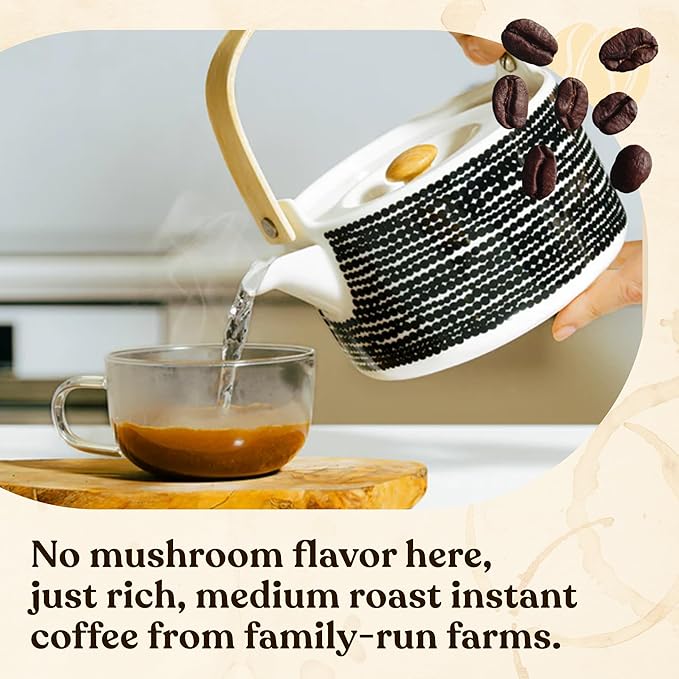Four Sigmatic Organic Mushroom Coffee | Instant Mushroom Coffee Mix with Lion's Mane, Chaga and Rhodiola for Better Focus and Immune Support | 30 Serving Bag