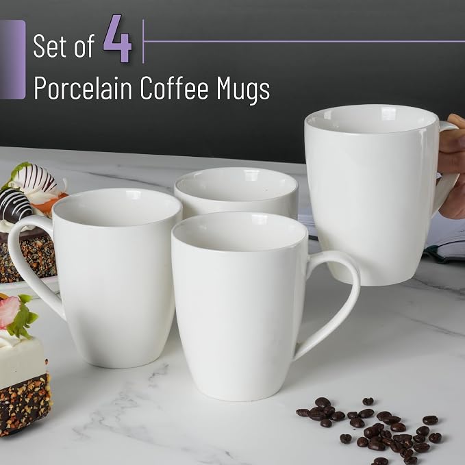 BTaT- White Coffee Mugs, 4 Pack, 16 oz, Large Mug with Handles, Ceramic Coffee Cups, Porcelain Mugs Sets for Tea, Hot Cocoa and Milk, Microwave and Dishwasher Safe - Image 3
