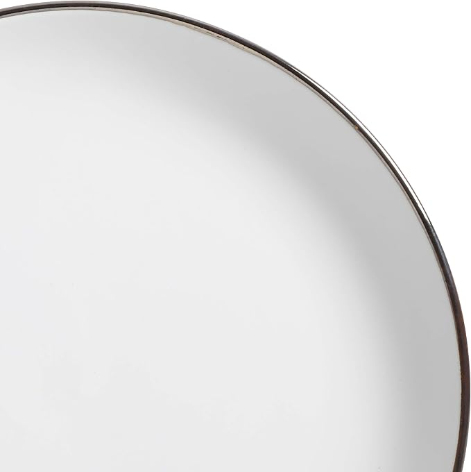 Gibson Home Rockaway Round Stoneware Dinnerware Set, Service for 4 (16pcs), Matte White/Metallic Rim - Image 4