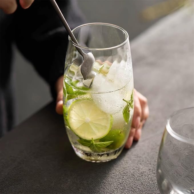 Glass Tumblers Textured Stemless Crystal Drinking Glasses Kitchen Glassware(Small) - Image 6