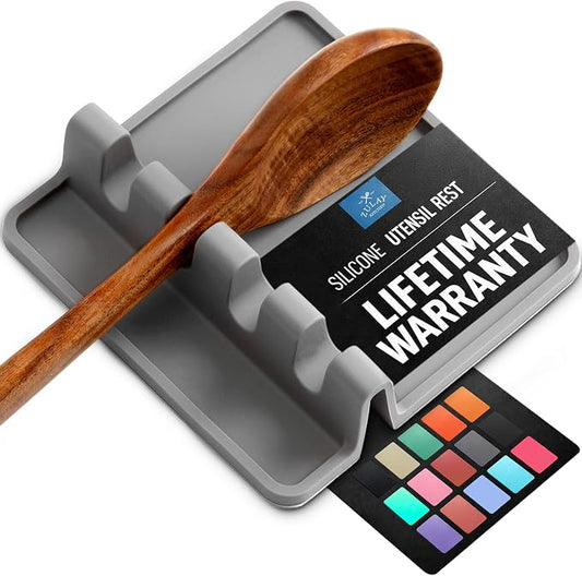 Zulay Kitchen Spoon Rest for Multiple Utensils High Heat-Resistant Silicone Drip Pad, BPA-Free Spoon Holder for Stove Top, Kitchen Gadget Holder for Ladles, Tongs, Cooking Spatula - Makes Great Gift by ZulayKitchen