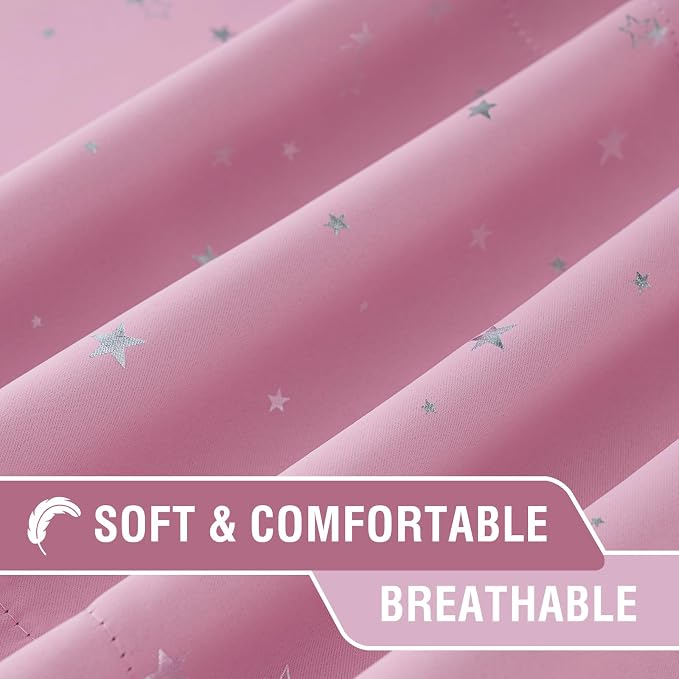 H.VERSAILTEX Blackout Curtain Valances for Kitchen Window/Living Room/Bathroom Privacy Added Rod Pocket Home Decoration Winow Valance, 52" W x 18" L, Glitter Stars in Pink Base - Image 4