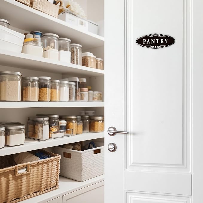 Pantry Door Sign Sticker for Kitchen, 9x3.5IN Self-adhesive Black | Farmhouse Pantry Decor for Home,Waterproof Vinyl Food Storage Decals for House Area, Glass/Wooden Door, Restaurant - Image 5