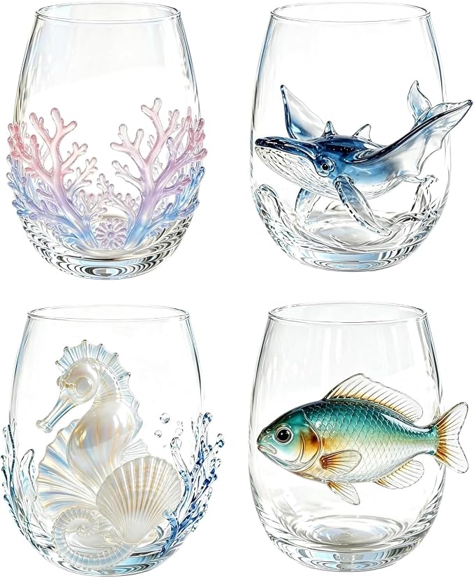 Artisan Blue Octopus Glassware Handmade 3D Ocean Decor Gift - Image 7