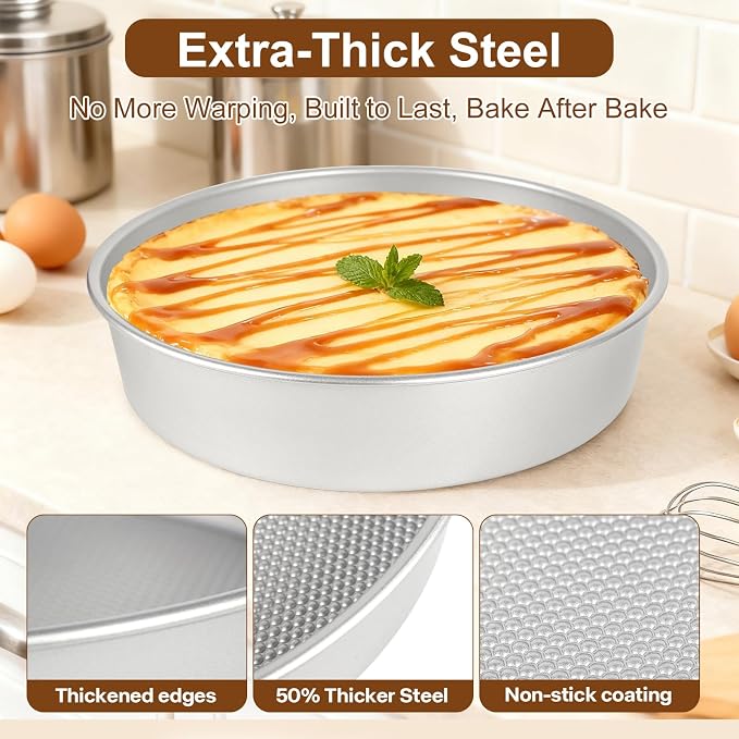 9 Inch Round Cake Pan Set of 2 – Nonstick Cake Pans for Baking, Heavy Duty Steel with Honeycomb Texture, Easy Release & Even Heating, Ideal for Layer Cakes, Cheesecakes & Bakeware Gift Set - Image 2