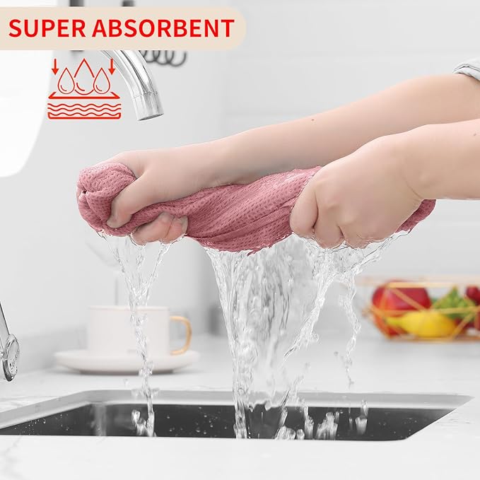 Homaxy 100% Cotton Waffle Weave Kitchen Dish Cloths 6-Pack, Dried Rose | 12 x 12 Inches, Ultra Soft Absorbent Dish Towels, Quick Drying Dish Rags with Hanging Loop - Image 3