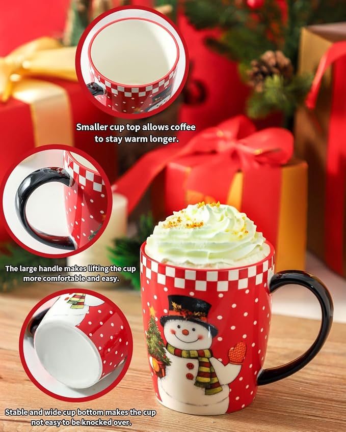 HASENSE Coffee Mugs Set of 6,15oz Ceramic Mug Gift, Matching Xmas Holiday Cups with Handles for Hot Cocoa,Coffee,Gifts for Women,Family, Friends - Image 4
