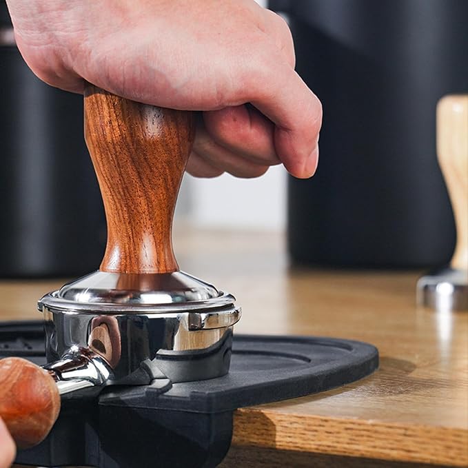 Stainless Steel Coffee Tamper with Wood Handle Flat Base Heavy-duty Espresso Powder Press Tool for Home Use Coffee Making