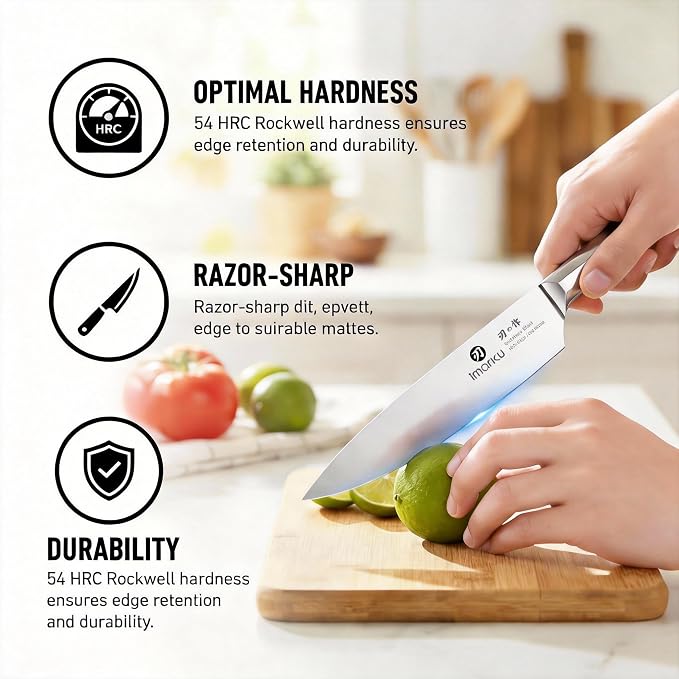 imarku 16-Pieces High Carbon Japanese Stainless Steel Knife Set with Block | Kitchen Knife Set|15°Precision Edge |56±2 HRC Hardness|Built-in Sharpener|Ergonomic Handles|Gifts Mom & Dad - Image 6