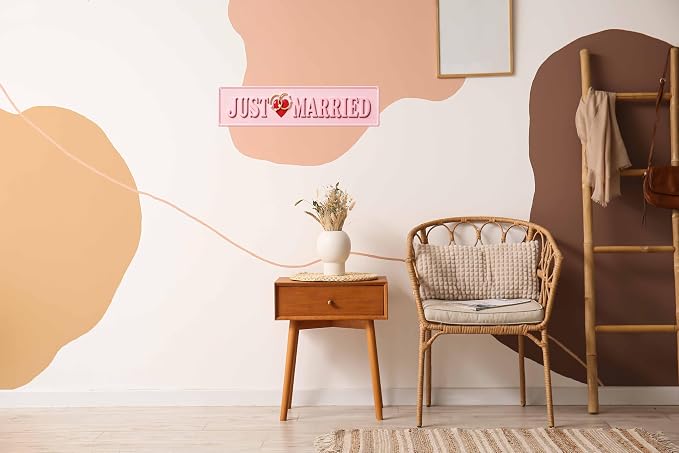 Just Married Metal Sign 4x16in Vintage Wedding Plaque for Reception Wall Decor newlywed Gift - Image 5