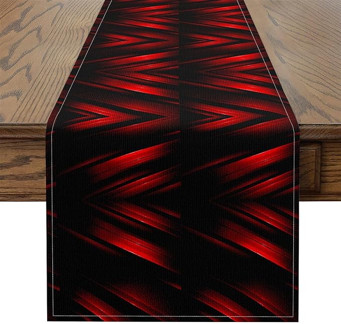 Feelyou Red and Black Table Runner Abstract Lines Home Kitchen Dining Decor Dresser Scarfs 108x13 Inch Geometric Decorations Indoor Outdoor Party Supply Abstract Home Decor by Feelyou