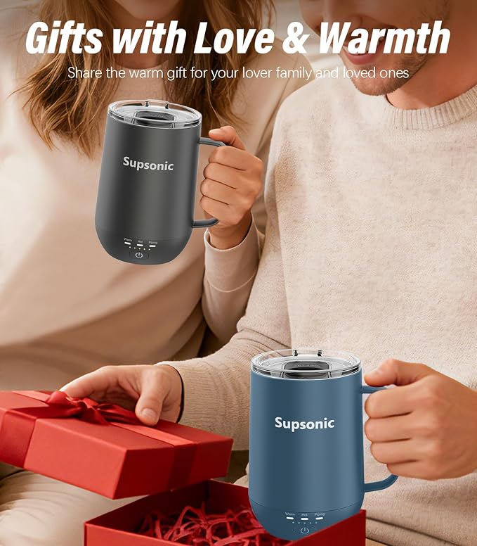 Supsonic - 16oz Self Heating Coffee Mug, Smart Heated Coffee Mug Faster Direct-Contact Heating Up to 149°F, Coffee Mug Warmer Set with Auto Shut-Off - Gifts for Men Women | S2 - Image 5