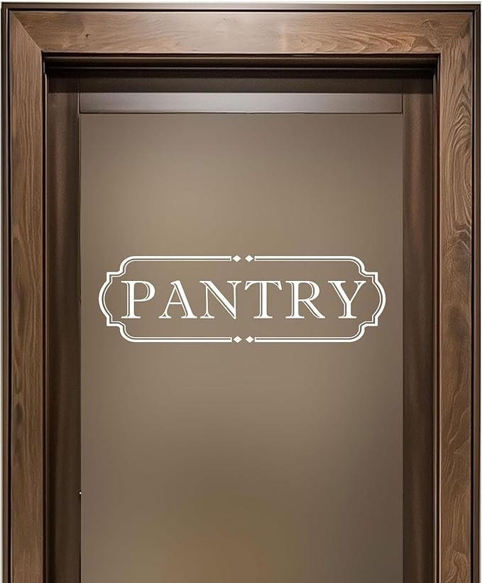 Pantry Door Decal Kitchen: White Vinyl Lettering 18 x 5.5 Inch | 1 white die-cut vinyl decal for pantry doors with transfer tape for smooth surface use by Unknown
