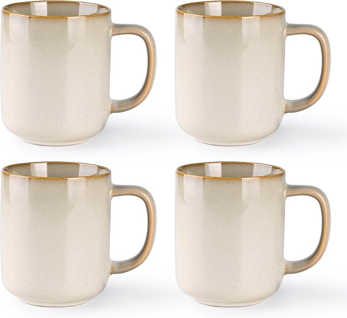 GBhome Large Coffee Mugs Set of 4, 16oz Handmade Coffee Mugs Set with Large Handle for Cappuccino/Latte/Tea/Hot Cocoa, Dishwasher & Microwave Safe-Cappuccino by GBhome