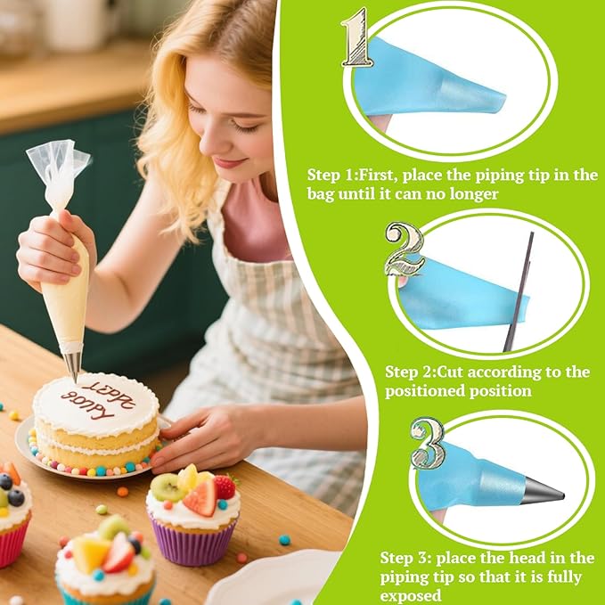 Suuker 6 Pieces Round Piping Tips Set, Stainless Steel Icing Tips Cupcake Frosting Nozzles Small Cake Decorating Tip, Cake Writing Tool for Easy Cake Cupcake Dessert Cookies Decorating