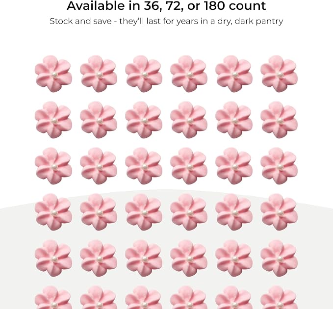 Global Sugar Art 36-Count Pink Mini Edible Flowers Cake Decorations | Edible cake decorations, sugar flowers, royal icing flowers, cake flowers, fancy sprinkles, edible flower sprinkles - Image 5