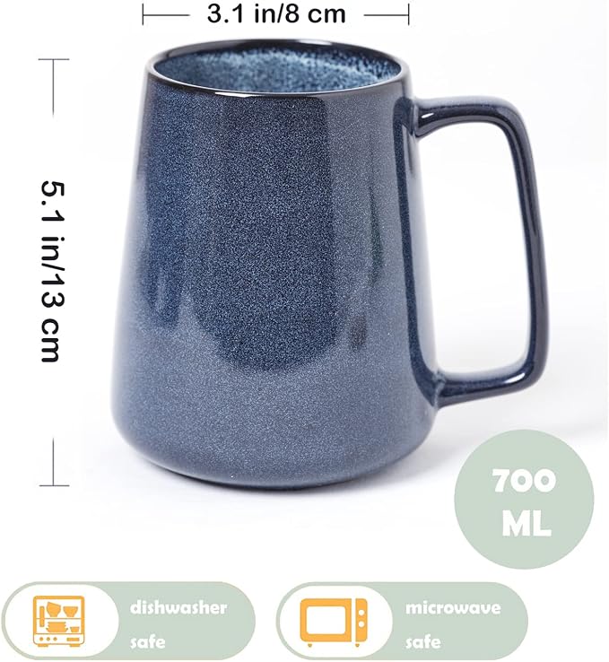 Large Ceramics Coffee Mugs,24 OZ,Large Handle Design,Extra Large Tea and Coffee Cup for Office and Home，Microwave And Dishwasher Safe(Color:24 oz blue) - Image 2