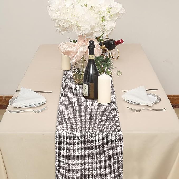 Urban Villa Two Tone Table Runner Cotton Quality 14x72 Brown/Ivory - Image 4