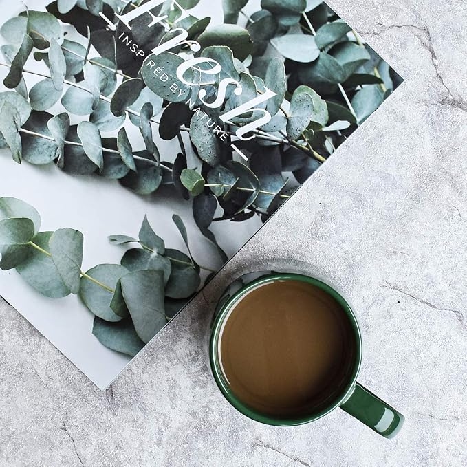 Bosmarlin Glossy Ceramic Coffee Mug, Tea Cup for Office and Home, 18 oz, Suitable for Dishwasher and Microwave(Dark Green, 2) - Image 5