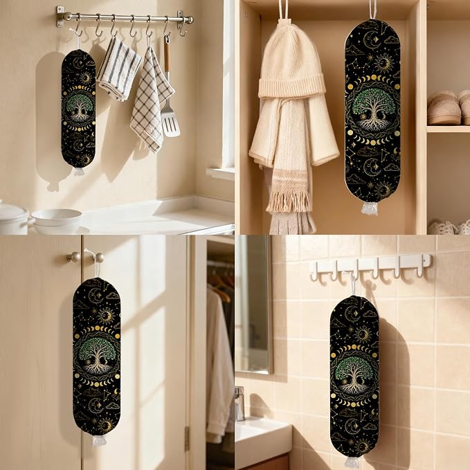 Plastic Bag Holder Dispenser, Tree Plastic Grocery Bag Organizer & Wall Mount Paper Trash Bag Saver Storage for Kitchen Home Pantry Decor, Tree Shopping Bags Storage Dispenser - Image 7