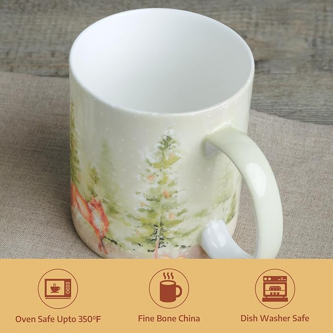 Maison d' Hermine Coffee Mug with Handles Tea Cups (12 Ounce, Pack of 1) | Fine Bone China Coffee Mugs for Hot Beverages Cappuccino Latte Home Restaurant Spring Summer -Winter Morning - Hoge Veluwe - Image 7