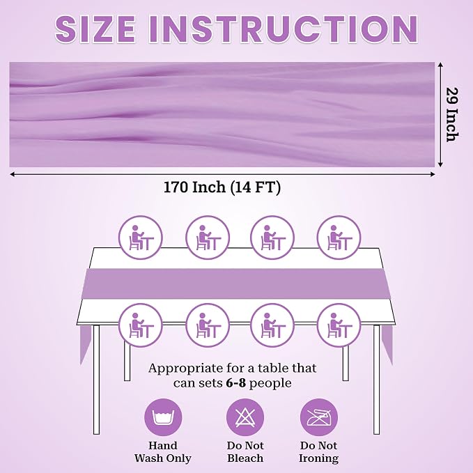 Pack of 5 | Orchid | 14ft Chiffon Table Runner 29x170 Inches Long Romantic Rustic Sheer Gauze Runner for Wedding Bridal Shower Birthday Banquets Engagement Spring Easter Boho Decorations - Image 3