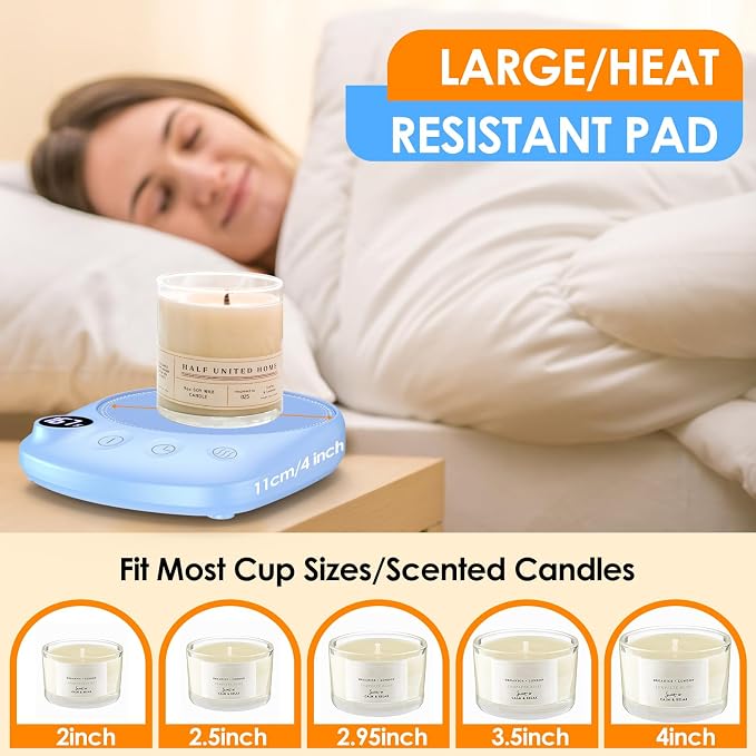 Coffee Mug Warmer - Fastest Heating & Highest Temperature, Coffee Cup Warmer for Desk Auto Shut Off, 4 Temp Settings & 1-12H Timer, Smart Electric Beverage Warmer for Coffee, Tea (Blue) - Image 7